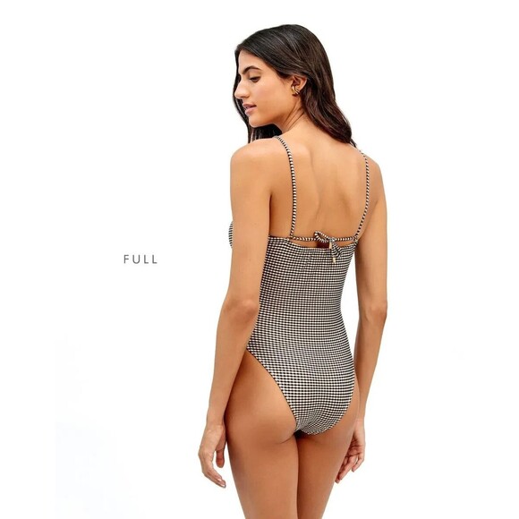 VIX Paula Hermanny womens Lupita One Piece Swimsuit size Small Black Check $248 - Picture 3 of 12